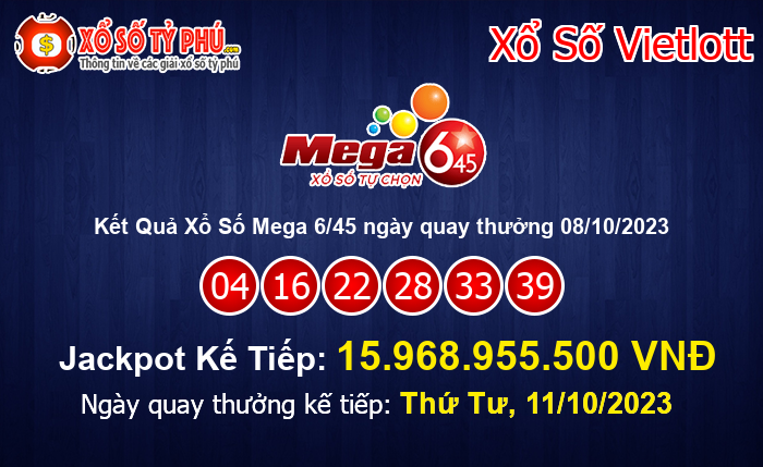 Kết Quả Xổ Số Mega 6/45