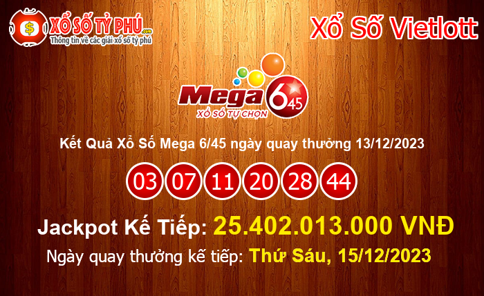 Kết Quả Xổ Số Mega 6/45