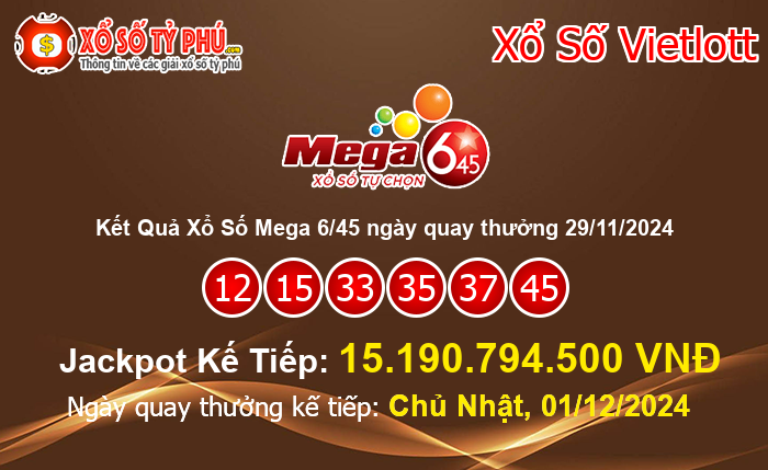 Kết Quả Xổ Số Mega 6/45