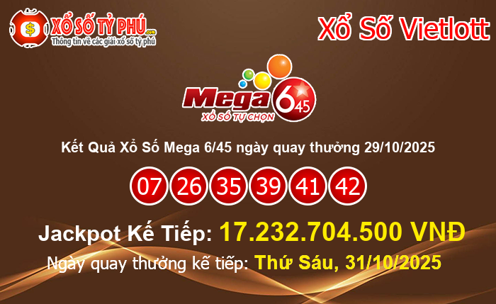 Kết Quả Xổ Số Mega 6/45
